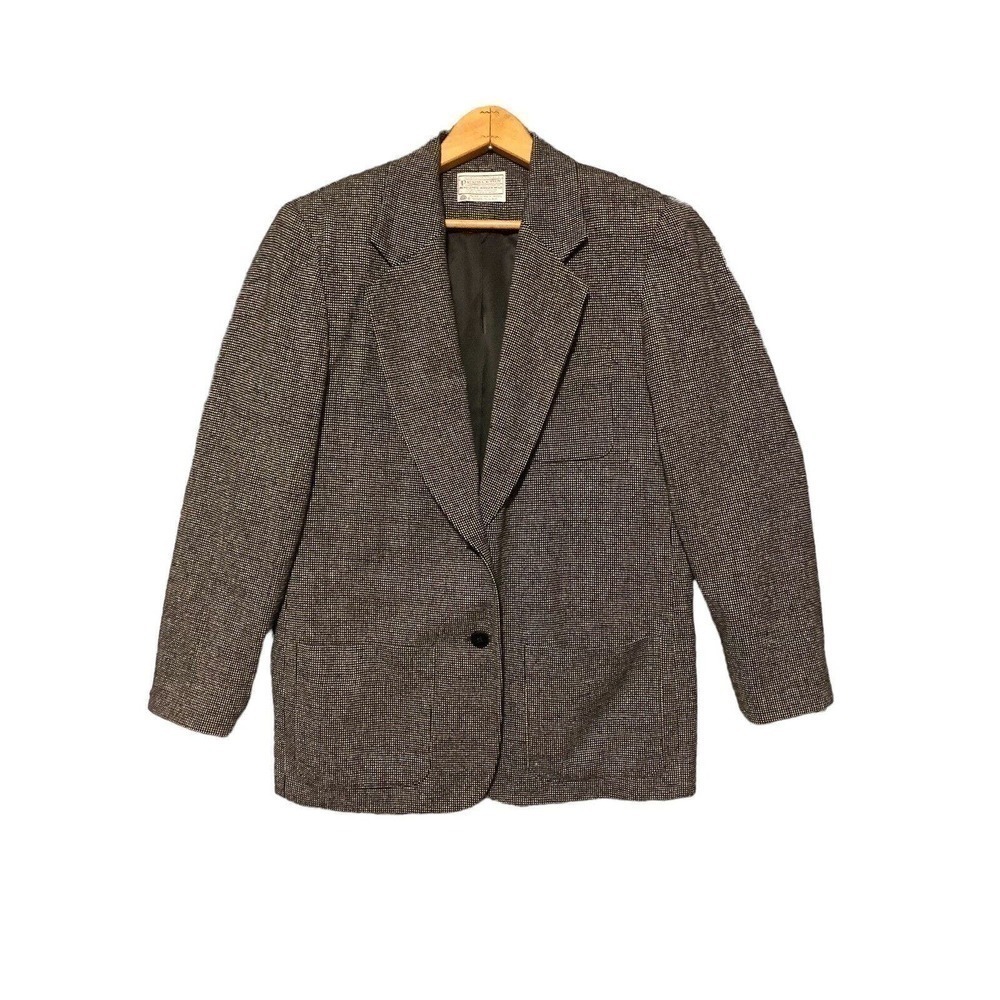 Pendleton Womens Size 6 Wool Green One Button Tweed Blazer Jacket USA Vintage